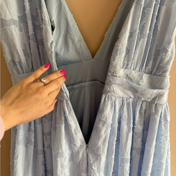 Lulus Sweet Sophistication Light Blue Burnout Floral Maxi Dress Size XL Formal - Picture 8 of 10